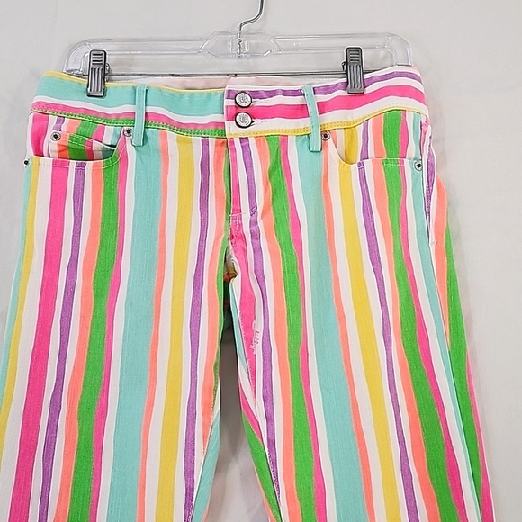 Lilly Pulitzer Women's Colorful Striped Pants Skinny Dnim5 Pockets, sz 2 - Picture 14 of 15